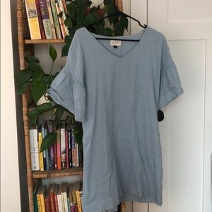 Cornflower blue dress with bell sleeves